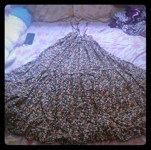 Red yellow blue floral maxi dress